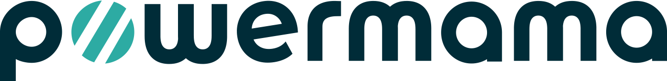 Powermama - logo compleet - blauw met groen